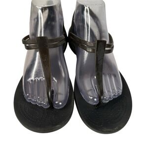 Crocs Isabella T Strap Jelly Sandals Black Lightweight Comfort Summer Size 8